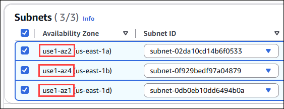 Select subnets in Availability Zones