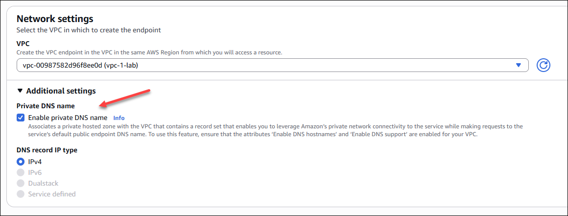 Enable private DNS option